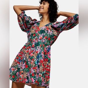 ASOS Puff Sleeve Floral Mini Dress